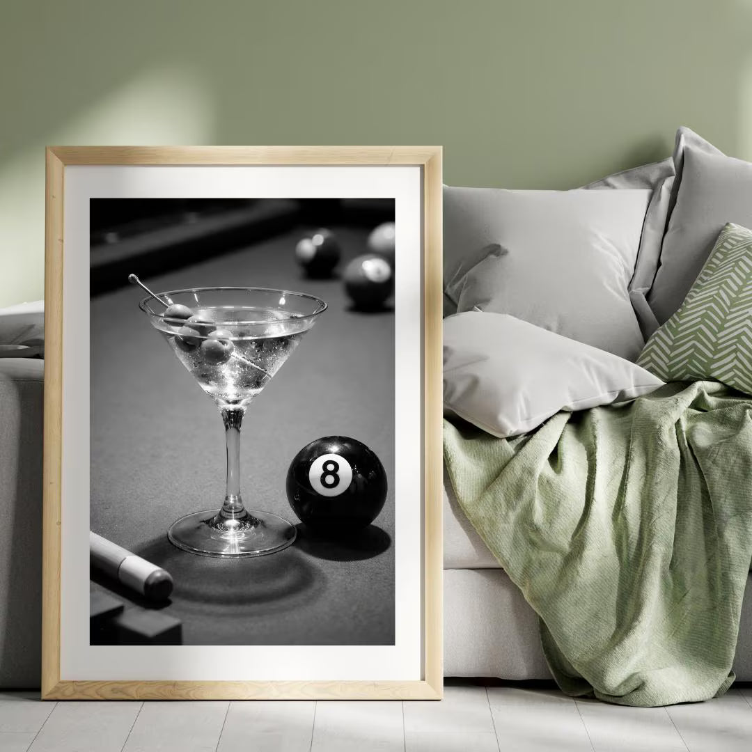 Cocktail on Billiards Table Poster - Lucky 8 Ball Poster