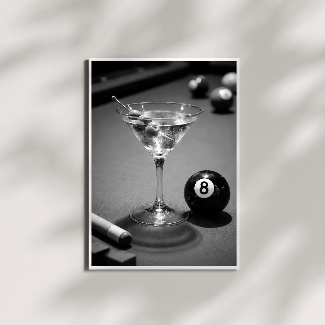 Cocktail on Billiards Table Poster - Lucky 8 Ball Poster