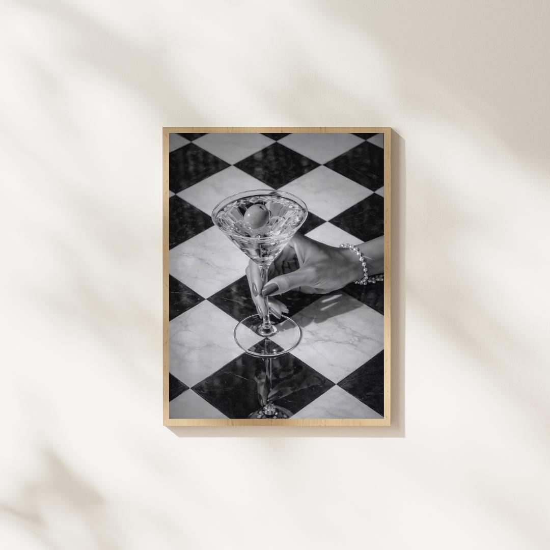 Martini Poster, Black And White Cocktail Poster