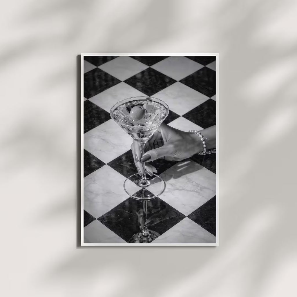 Martini Poster, Black And White Cocktail Poster