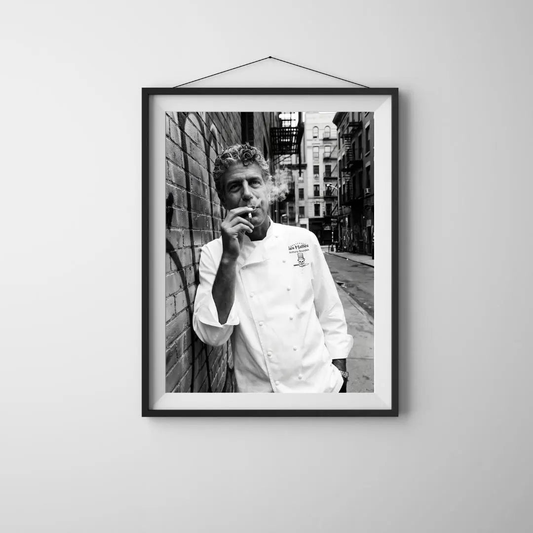 Anthony Bourdain Wall Art Print, Black and White Chef Poster