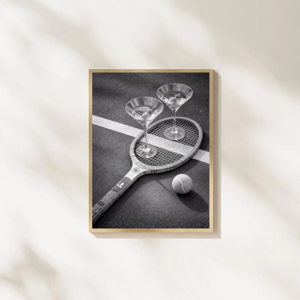 Black White Martini Poster, Tennis Racket Poster / DIGITAL DOWNLOAD