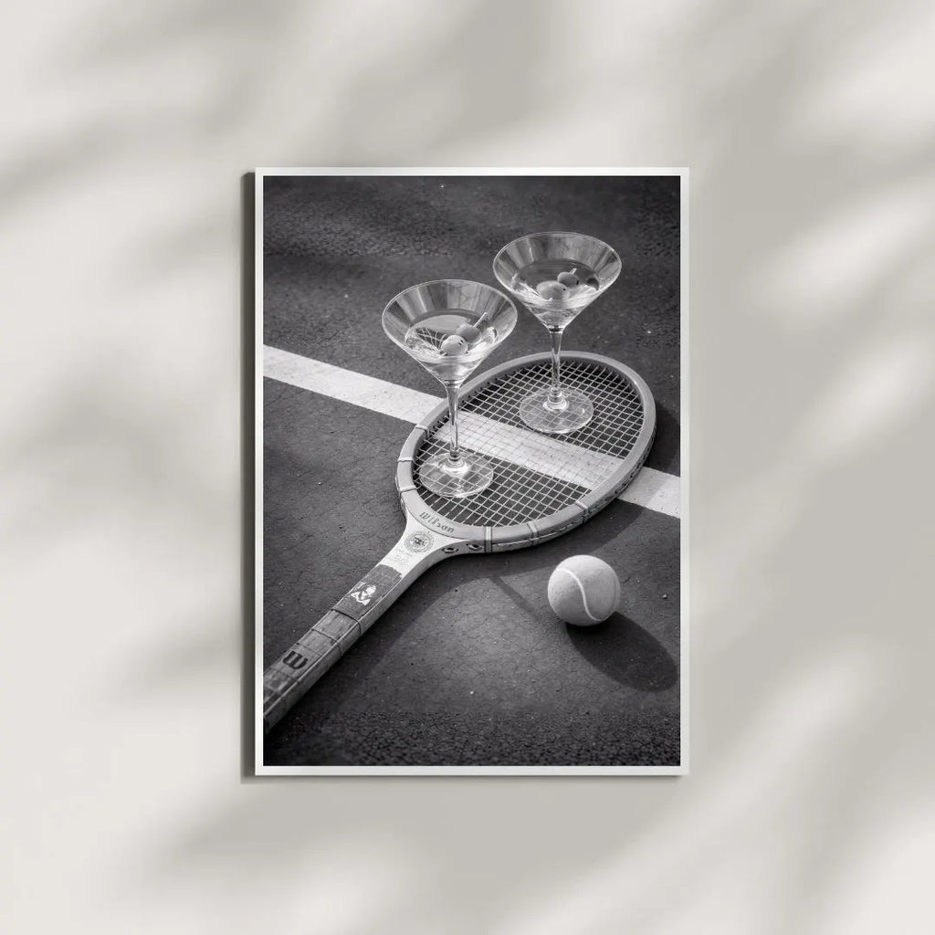 Black White Martini Poster, Tennis Racket Poster / DIGITAL DOWNLOAD