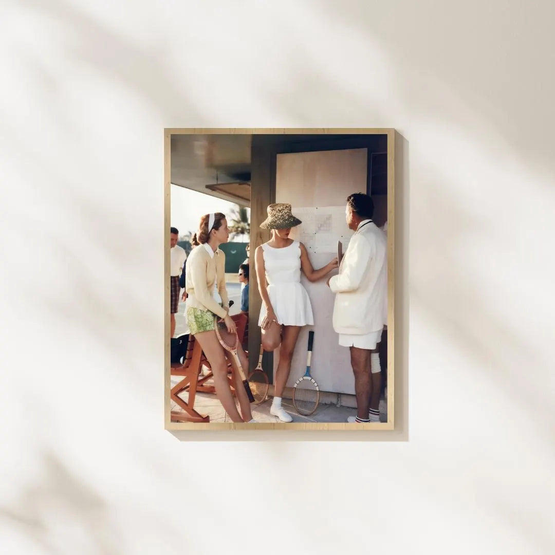 Tennis in the Bahamas Print, Vibrant Beachside Court Scene