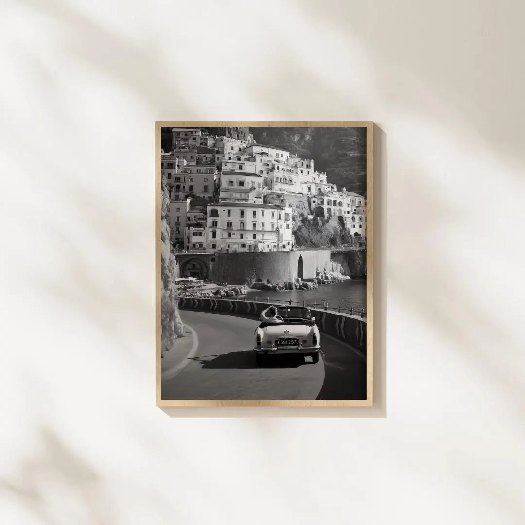 Amalfi Vintage Car Print, Coastal Italy Wall Art / DIGITAL DOWNLOAD