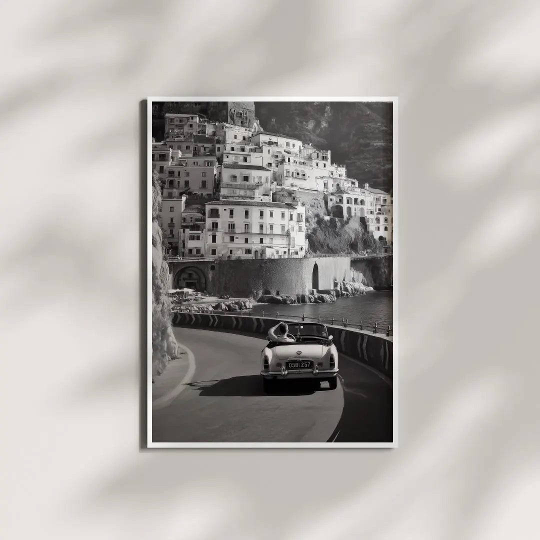 Amalfi Vintage Car Print, Coastal Italy Wall Art / DIGITAL DOWNLOAD
