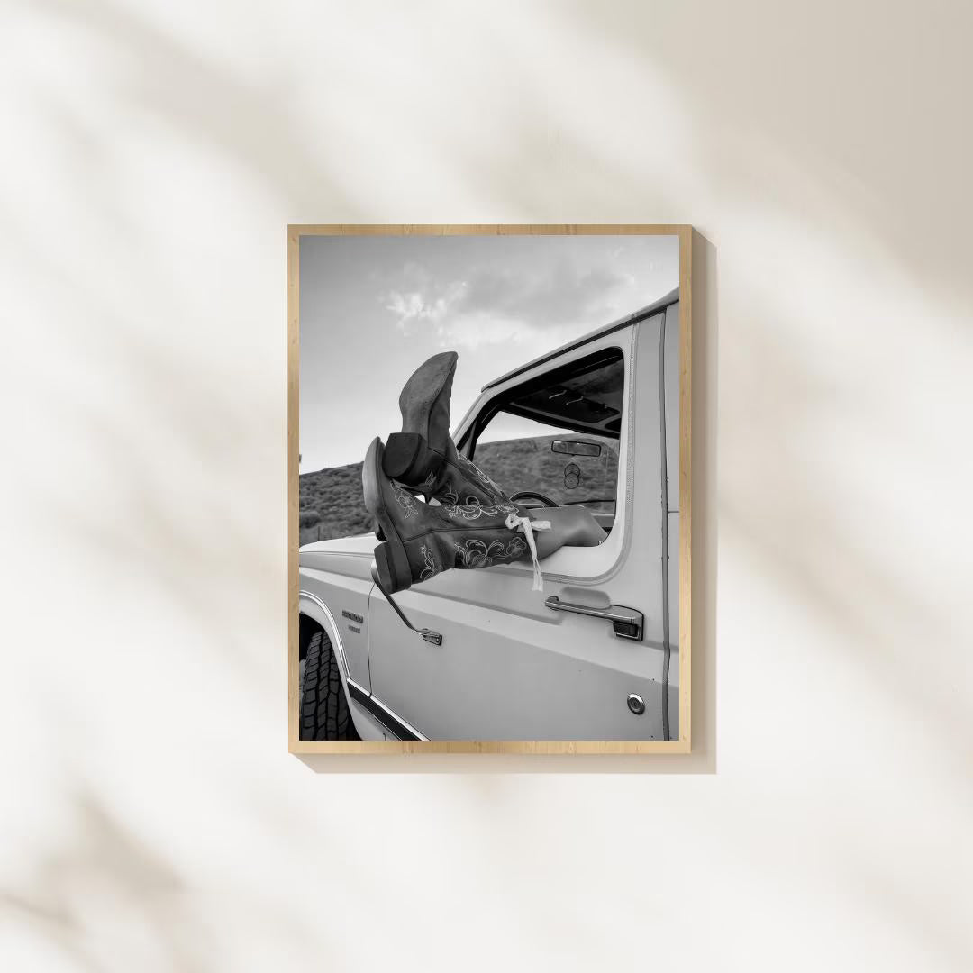 Vintage Cowgirl Boots Poster, Black and White Western Wall Art, Feminist Wall Art / DIGITAL DOWNLOAD