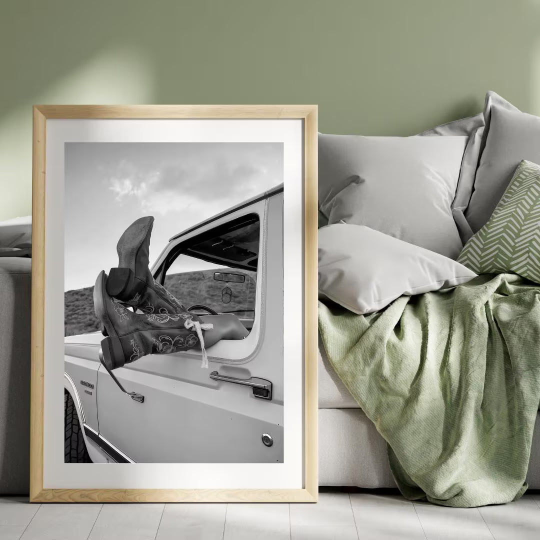 Vintage Cowgirl Boots Poster, Black and White Western Wall Art, Feminist Wall Art / DIGITAL DOWNLOAD