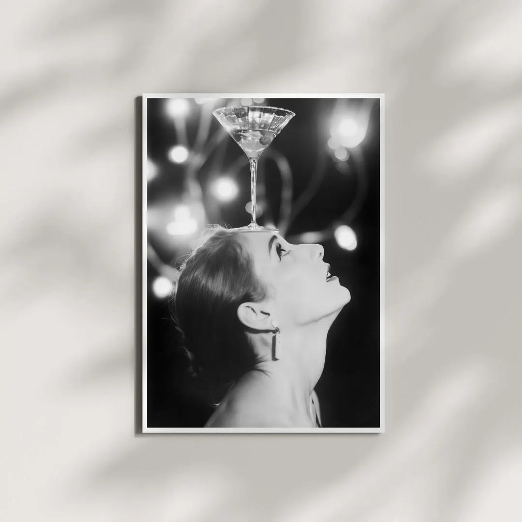 Black and White Martini Wall Art | Elegant Woman Fine Art Photography, Feminist Wall Art  / DIGITAL DOWNLOAD