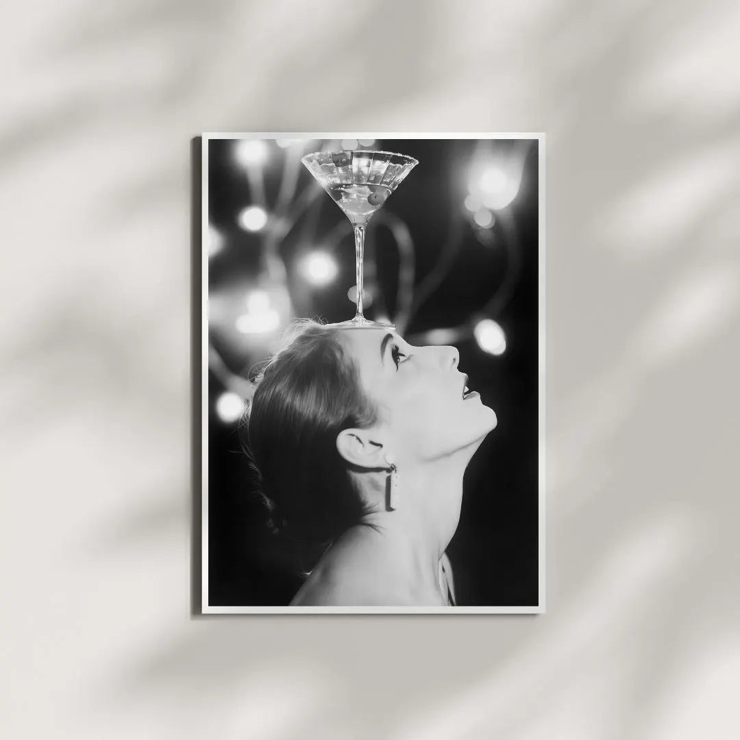 Black and White Martini Wall Art | Elegant Woman Fine Art Photography, Feminist Wall Art  / DIGITAL DOWNLOAD