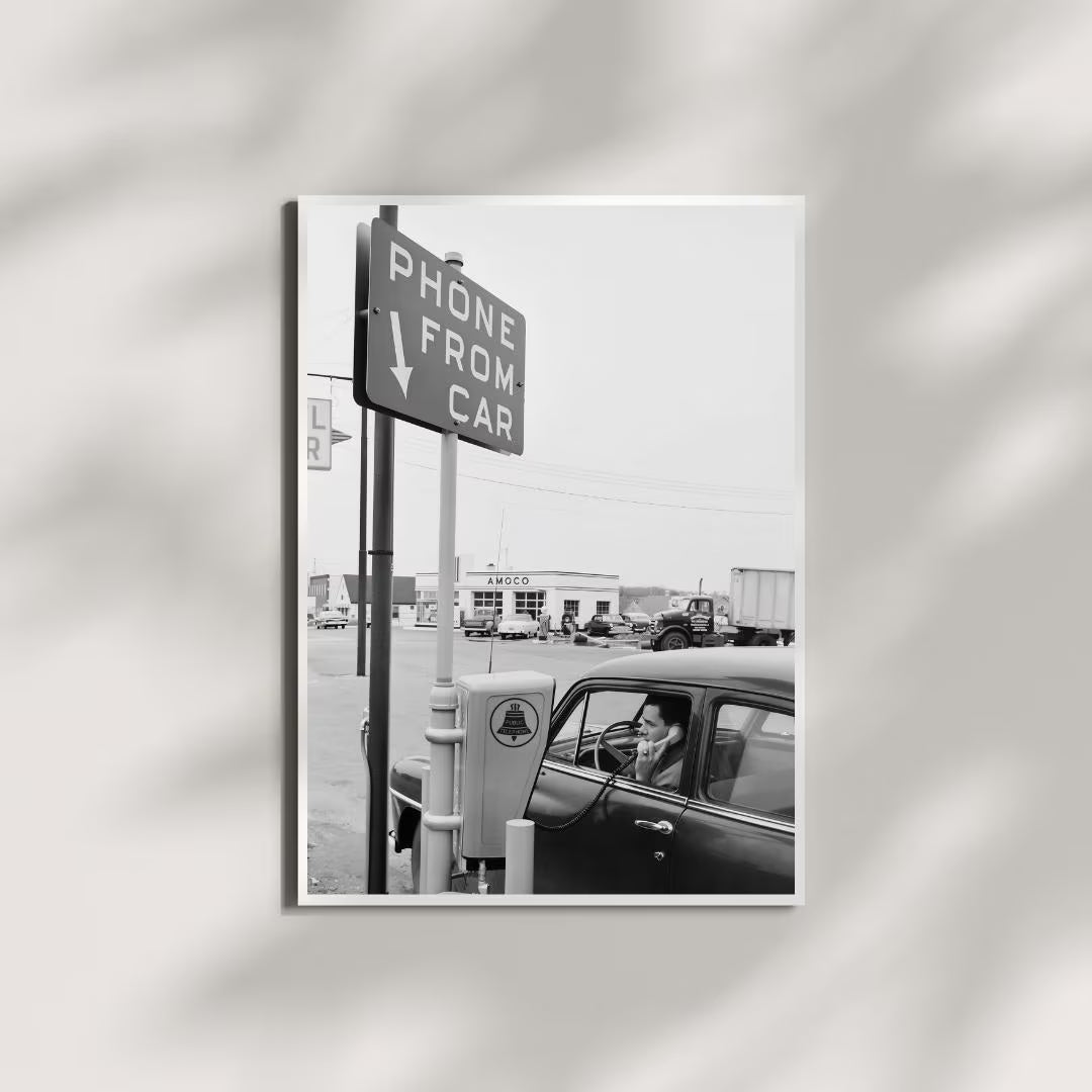 Vintage Poster Printable | 1950s Drive-In Telephone Poster / DIGITAL DOWNLOAD