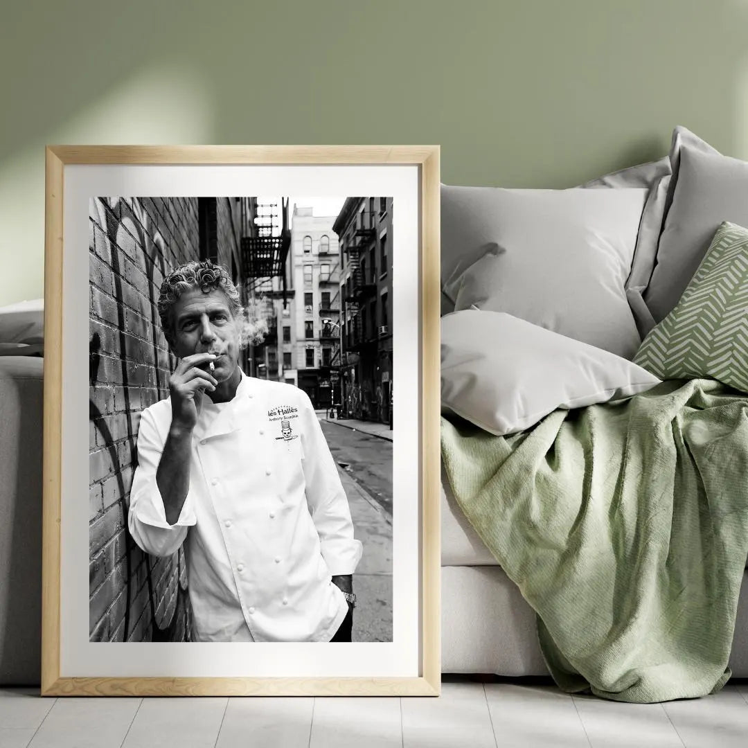 Anthony Bourdain Wall Art Print, Black and White Chef Poster