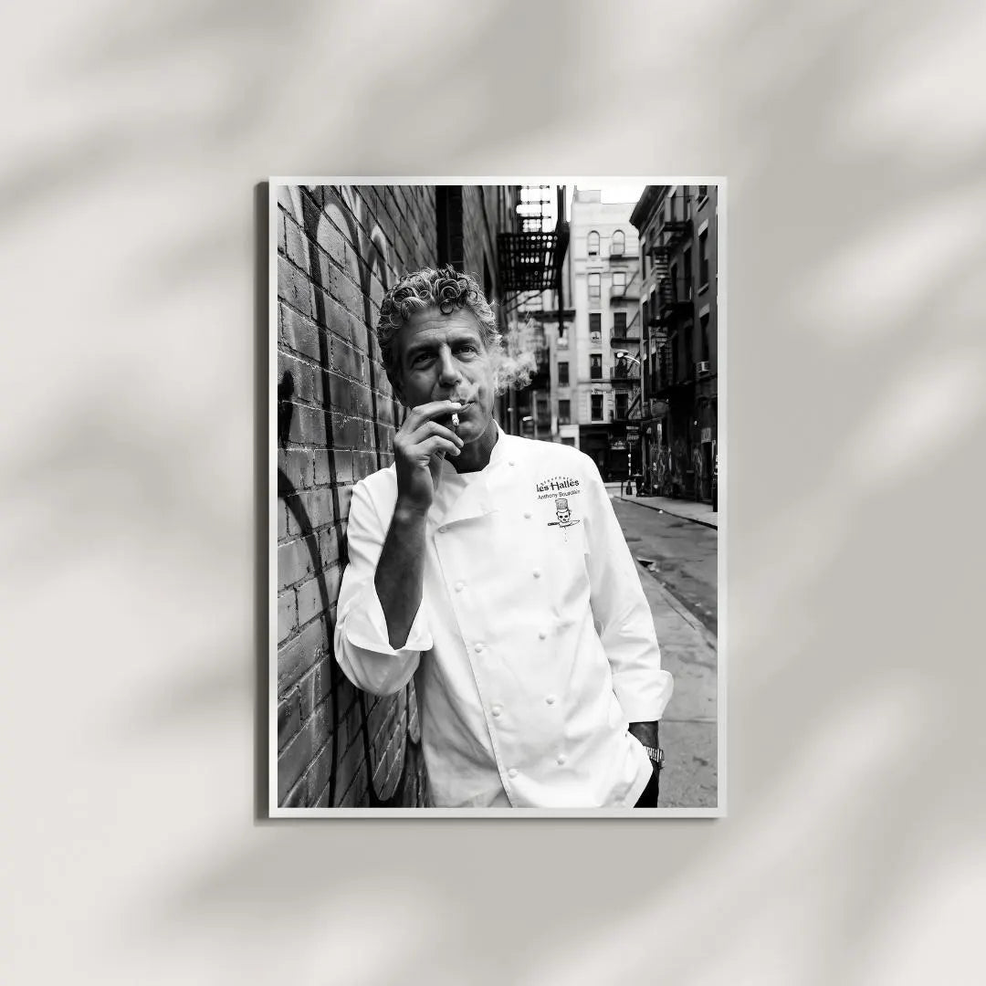 Anthony Bourdain Wall Art Print, Black and White Chef Poster