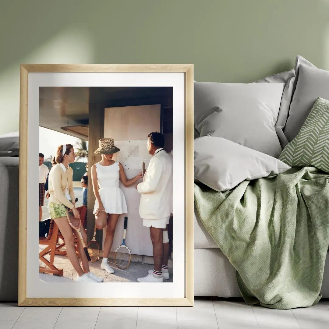 Tennis in the Bahamas Print, Vibrant Beachside Court Scene