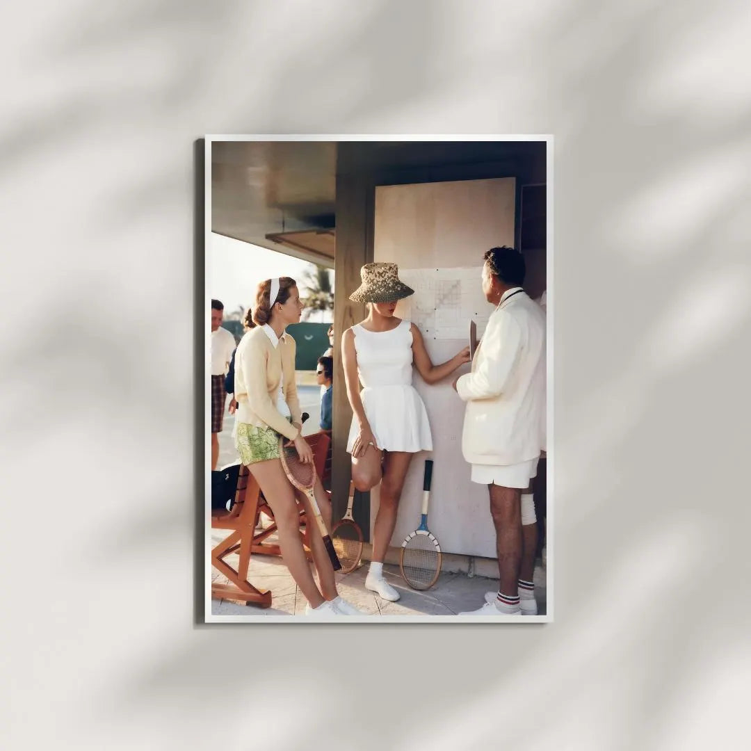 Tennis in the Bahamas Print, Vibrant Beachside Court Scene