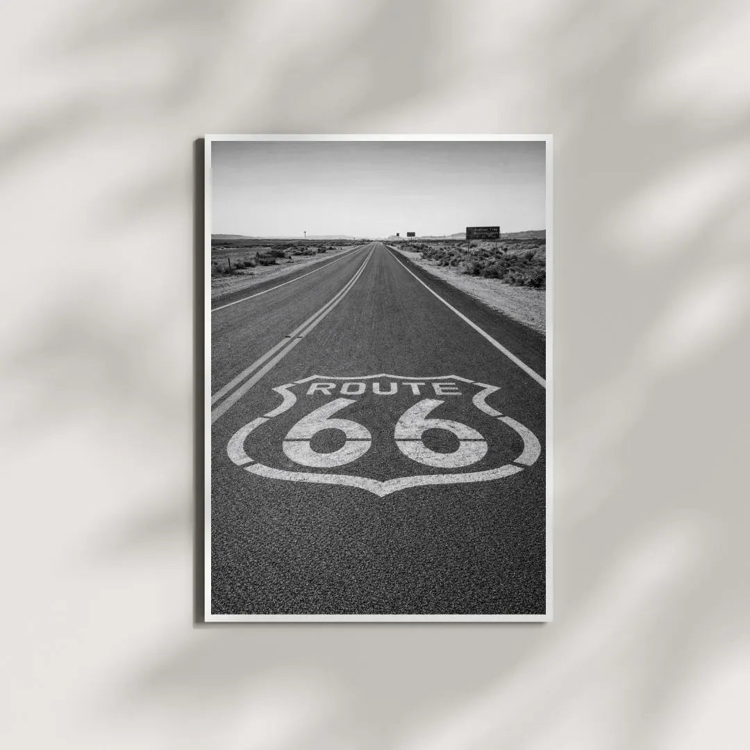 Route 66 Black and White Wall Art, Vintage Highway Print